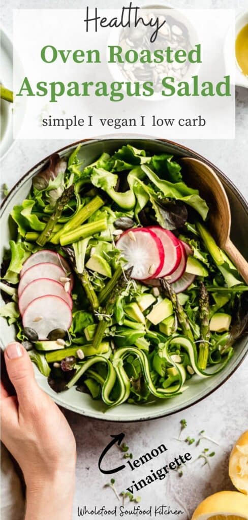 Pinterest Pin for Oven Roasted Asparagus Salad