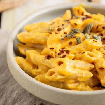 butternut mac and cheese in a big bowl.