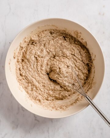 dry and wet ingredients mixed together thoroughly.