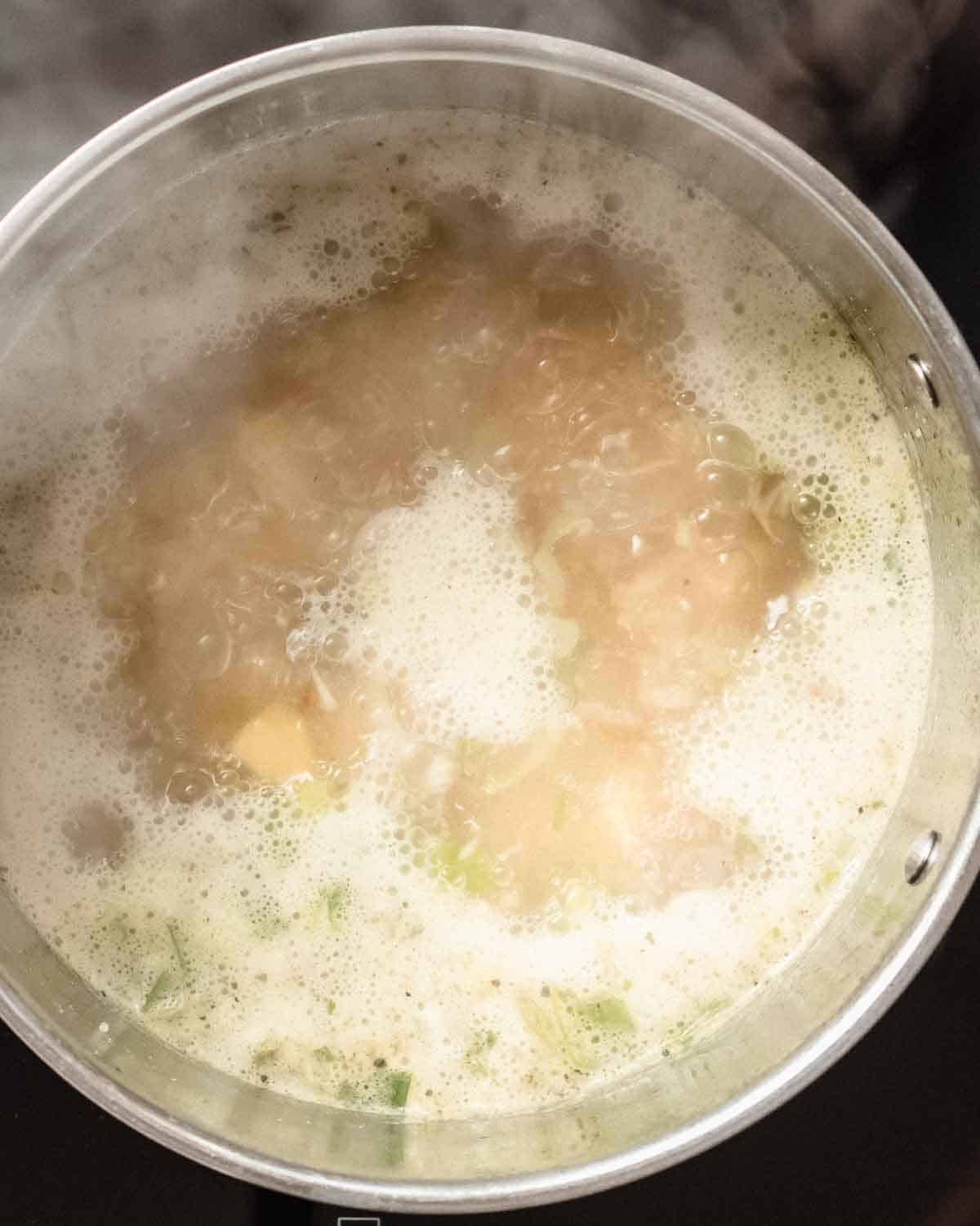potato soup simmering.