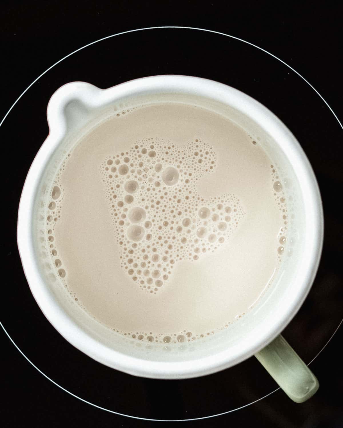 milk in a saucepan.