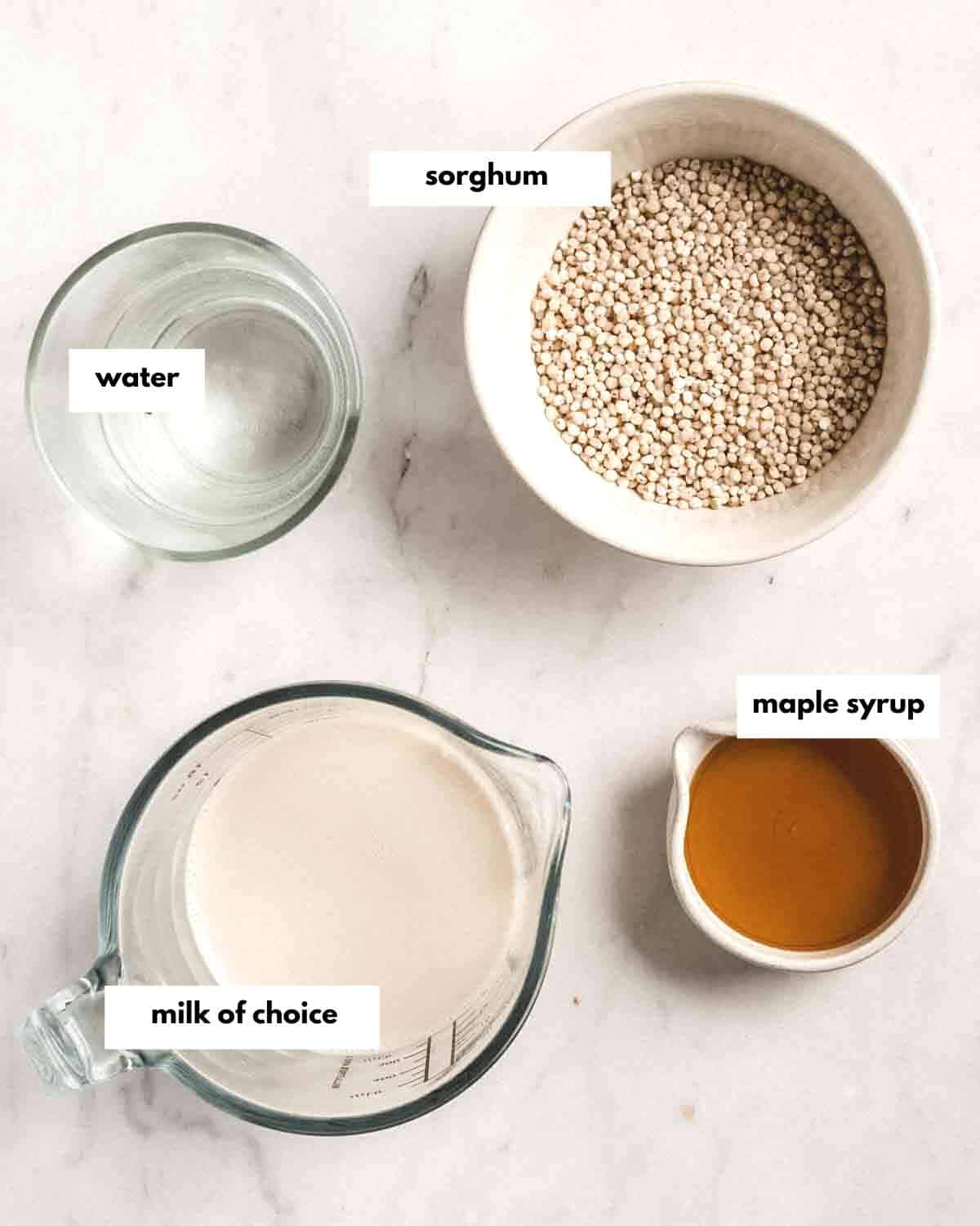 all ingredients needed to make sorghum porridge.