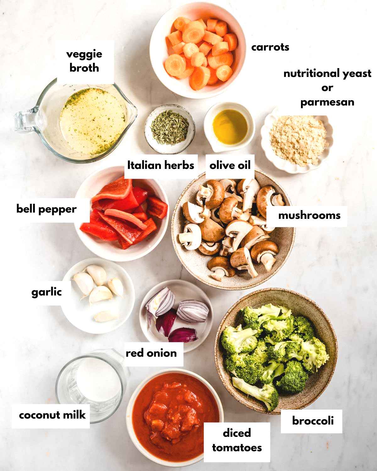 all ingredients needed for hidden veggie pasta sauce.
