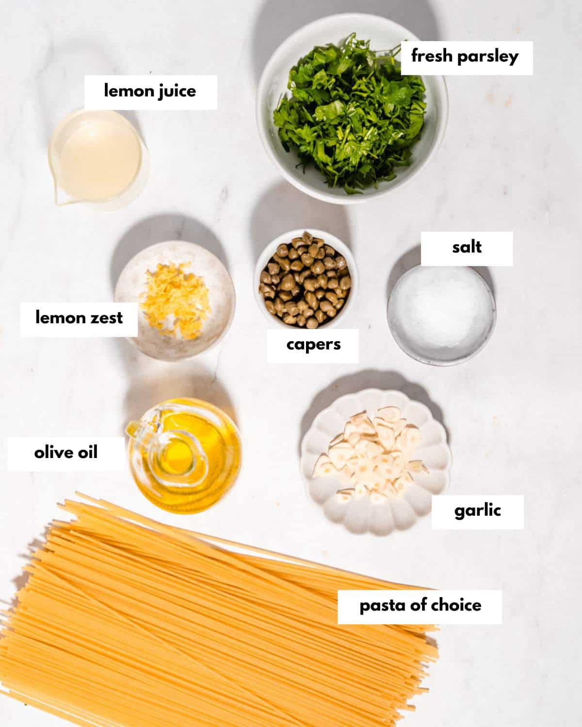 All ingredients needed to make this pasta.