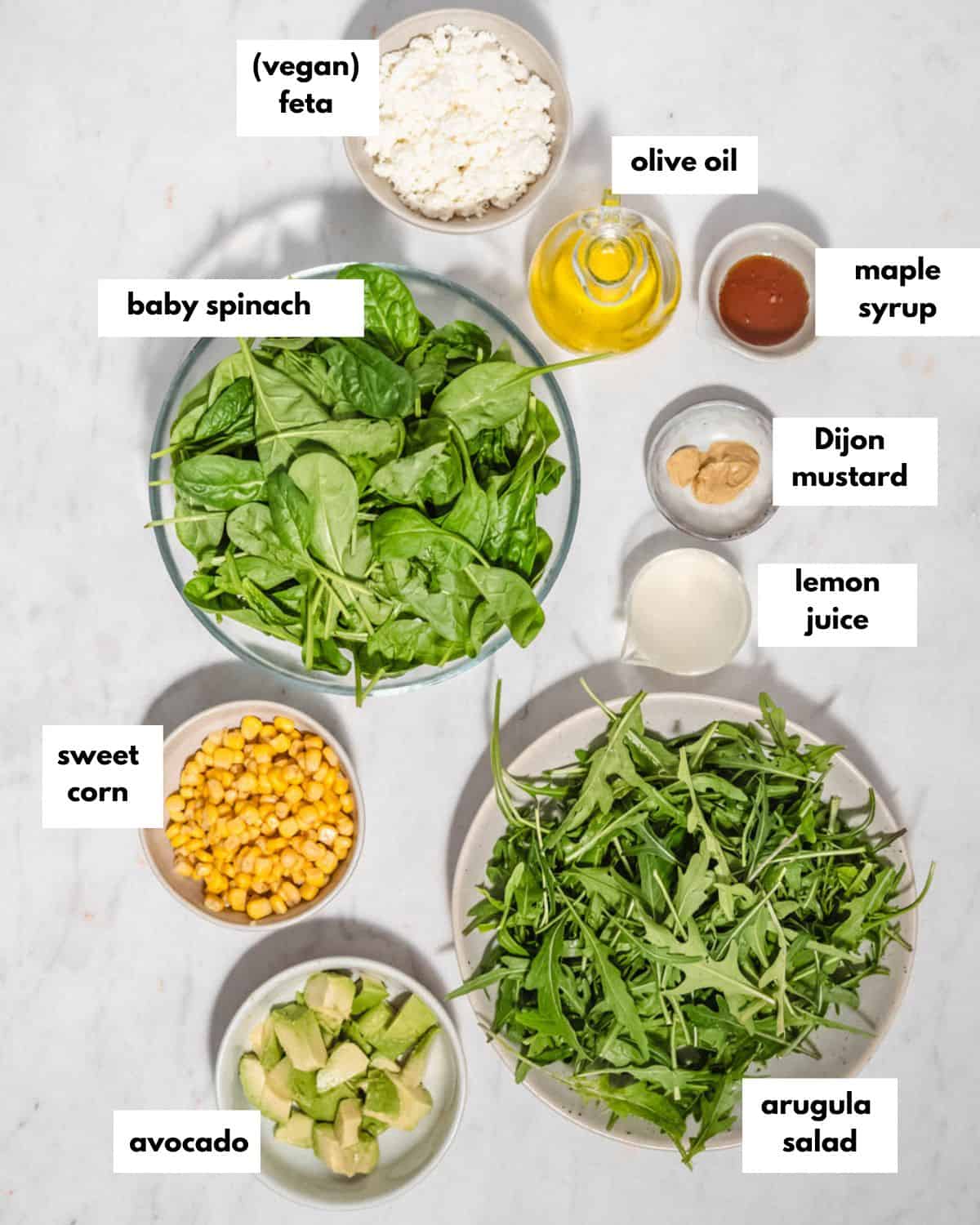 All ingredients needed to make this salad.
