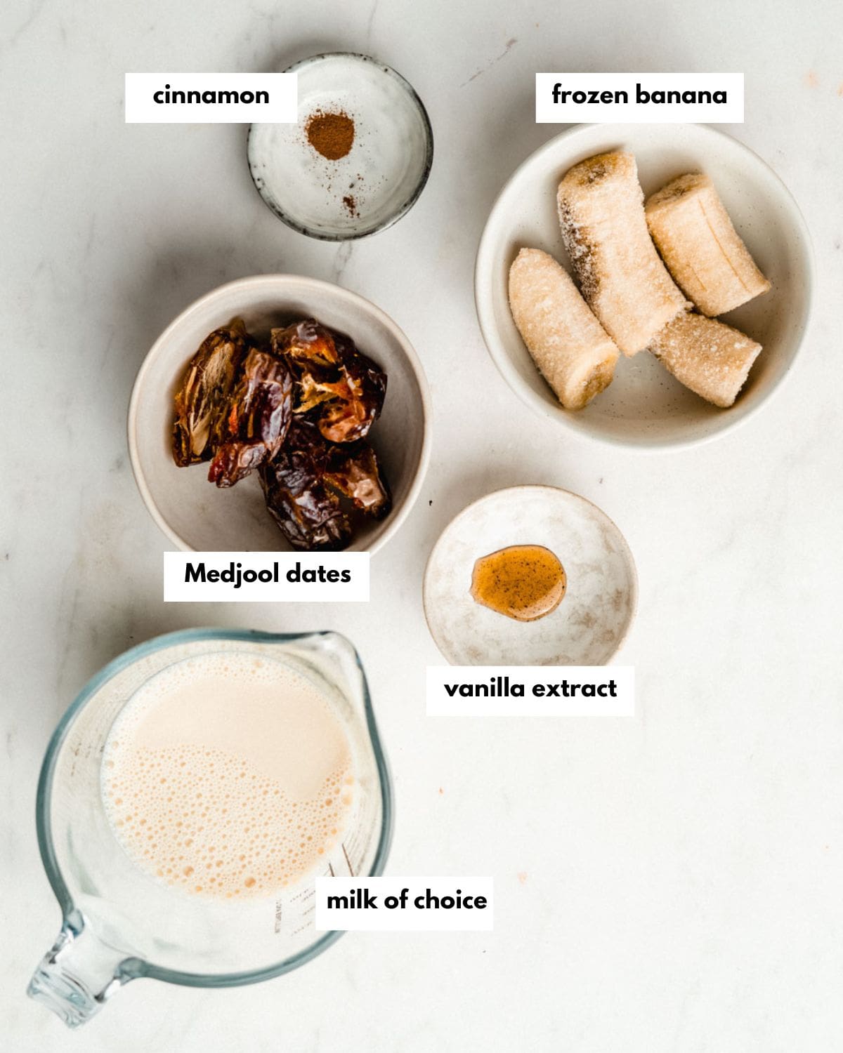 All ingredients needed to make this smoothie.