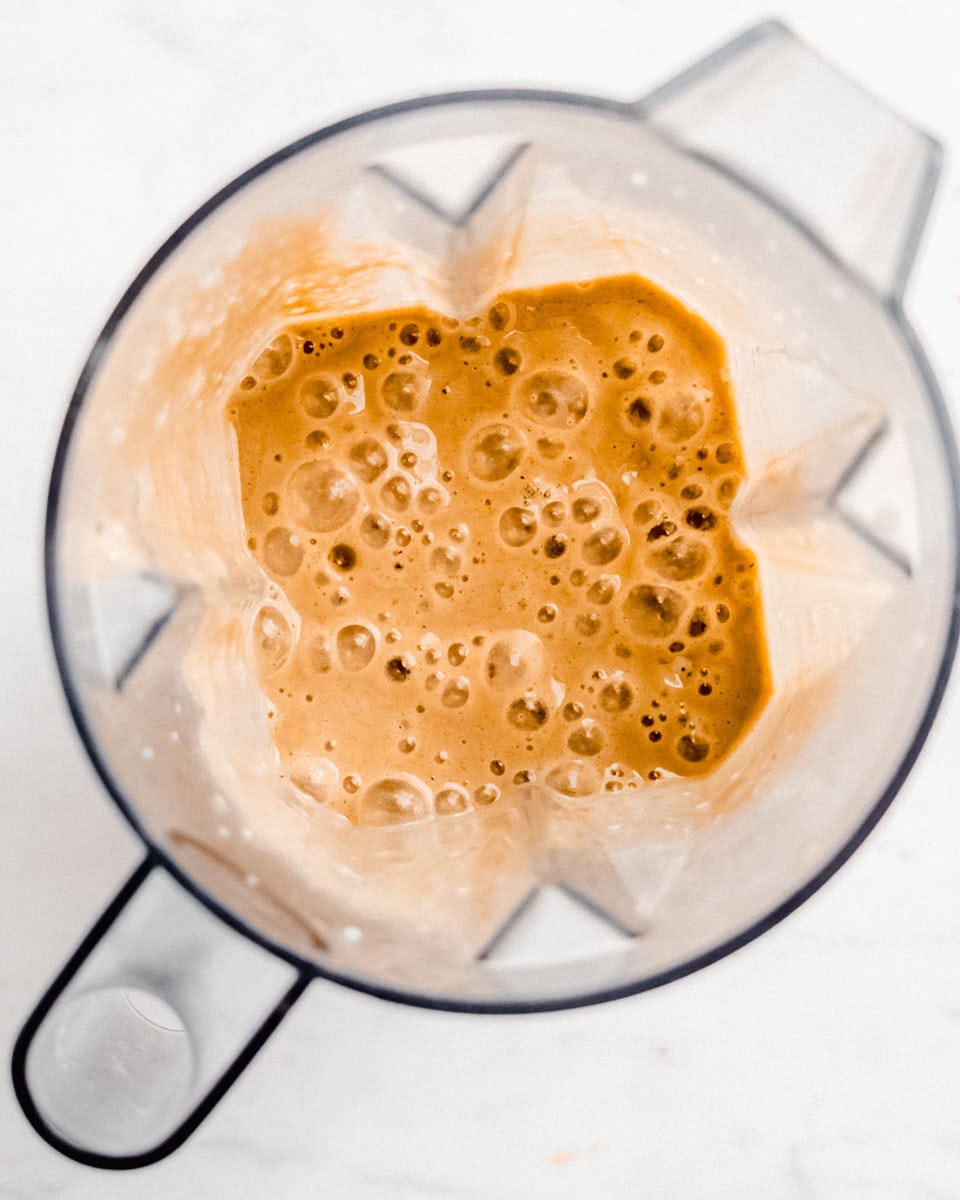 Blended smoothie in a jug.