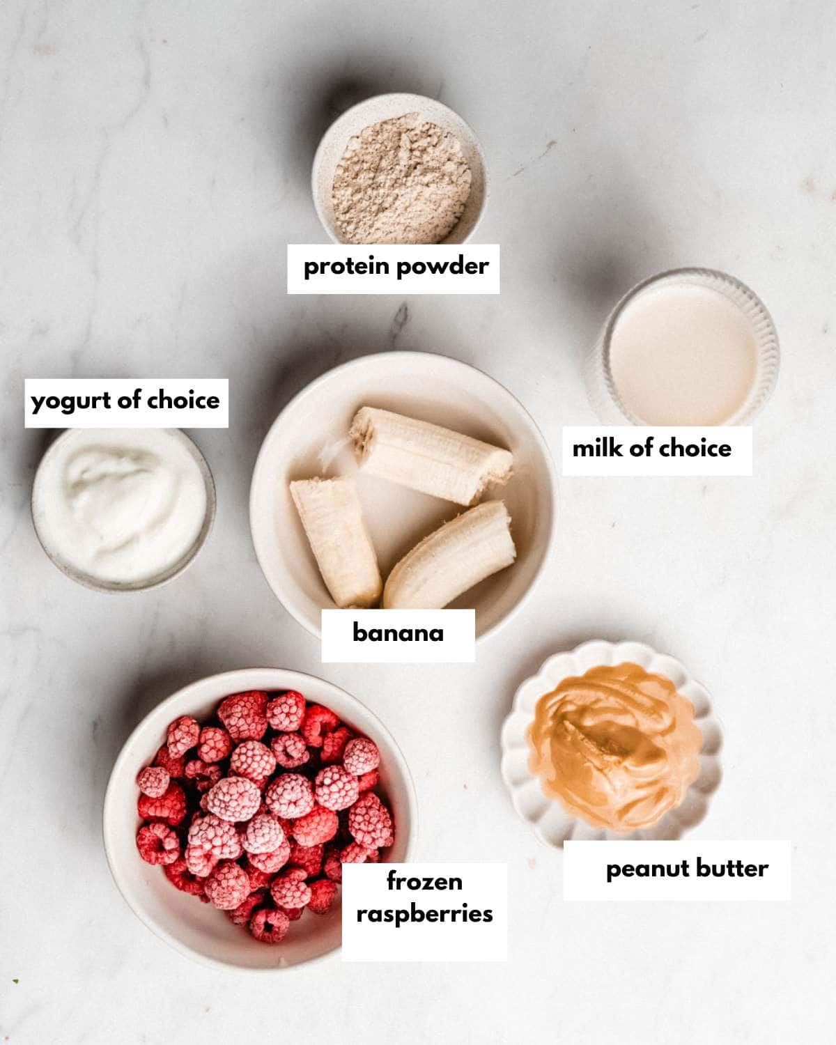All ingredients needed to make this smoothie.