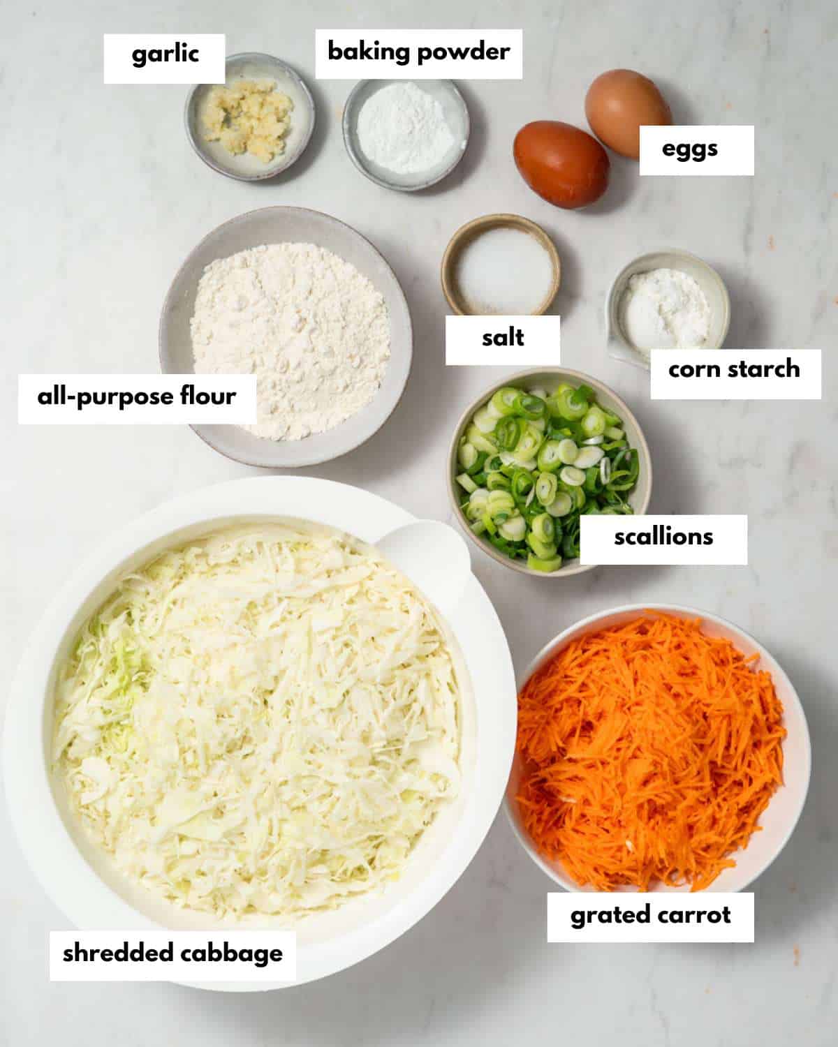 All ingredients needed to make these fritters.