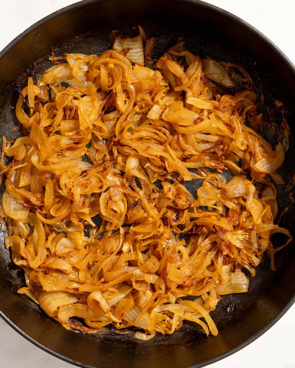 Caramelized onions in a dutch pan.